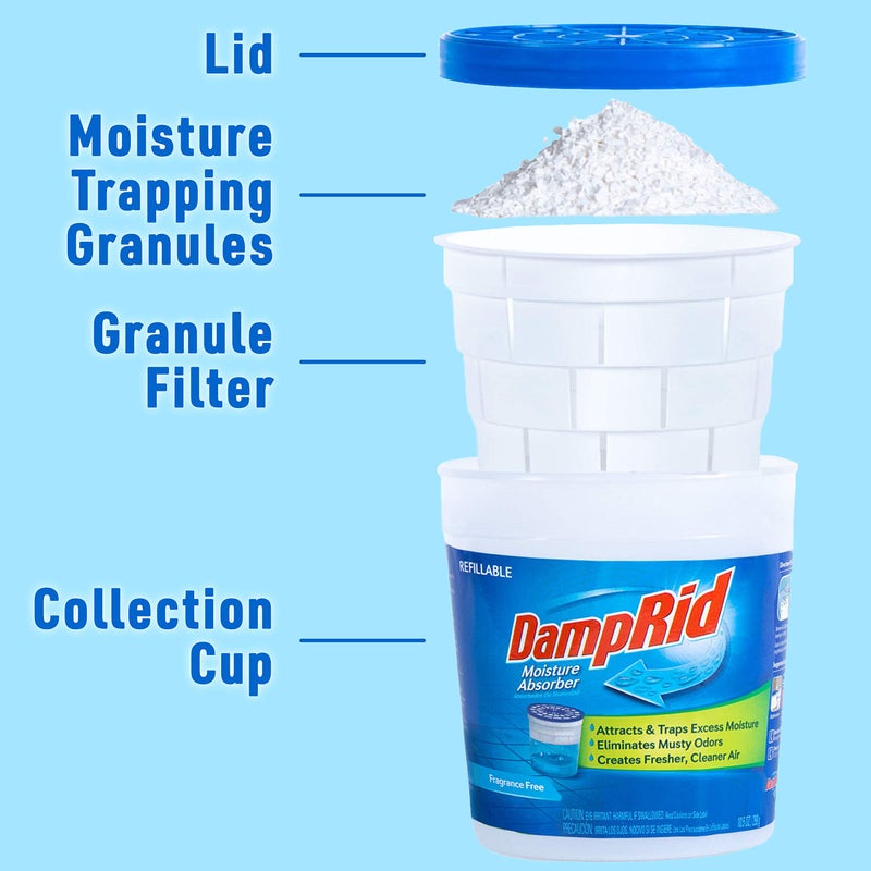 DampRid Refillable Moisture Absorber, 10.5 oz. Cups, 4 Pack, Fragrance Free, Traps Moisture for Fresher, Cleaner Air, No Electricity Required, Lasts Up To 60 Days - Image 5